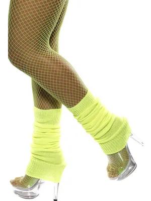 Immagine prodotto di Calze a rete gialle, calze lunghe gialle, scaldamuscoli, anni '80, scaldaleghe per donna, giallo neon, aerobica