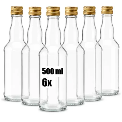 Produktbild von com-four® 6x Glasflaschen 500 ml mit Schraubverschluss zum Befüllen
