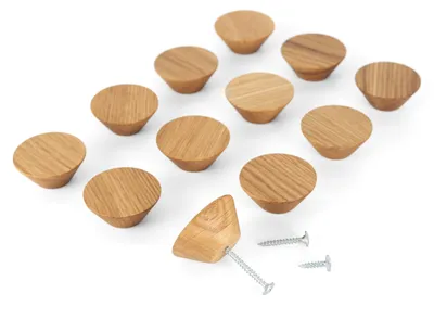 Image de Boutons en bois pour placards de cuisine, lot de 12