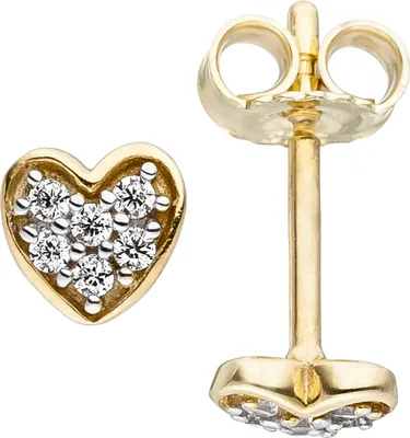 Produktbild von JOBO Kinder Ohrstecker Herz 375 Gold Gelbgold 12 Zirkonia Herzohrstecker Ohrringe