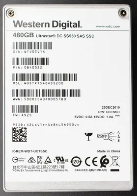 Produktbild von Western Digital Ultrastar DC SS530 - 480GB interne Festplatte, SAS-Anschluss (0B40322 / WUSTR1548ASS200)