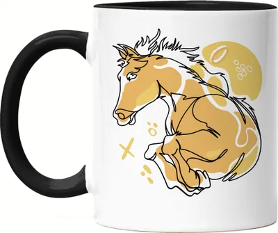 Produktbild von Pferd Tasse Schwarz Hengst Pferdekopf Reiten Hobbie Pferdeflüsterer Ausritt Pferdeliebhaber Reiterin