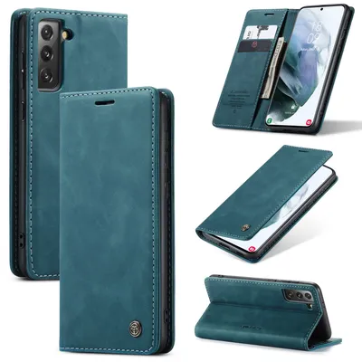 Image de Étui König Design compatible avec le Samsung Galaxy S21 Plus - Étui en similicuir pour téléphone portable - Étui bleu