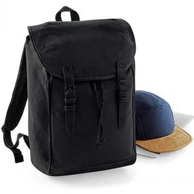 Produktbild von Quadra QD615 | Vintage Rucksack | 26 x 45 x 16,5 cm - Farbe: Black/Black - Größe: 26 x 45 x 16,5 cm