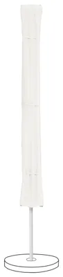 A white umbrella stand with a white umbrella cover.