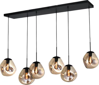 Produktbild von masterlight Pendelleuchte Lava 6-flammig Glas Gold 130x35cm