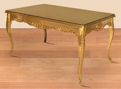 Produktbild von Casa Padrino Barock Esstisch Gold 200 x 100 x H. 90 cm - Massivholz Küchentisch mit Glasplatte - Barock Esszimmer Möbel