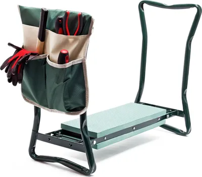 Produktbild von Wiltec Kniestuhl für Garten, Kniehocker bis 150 kg, Kniehocker mit einer Tasche, Kniebank mit gepolsterter Fläche, Gartenhocker zum Knien und Sitzen