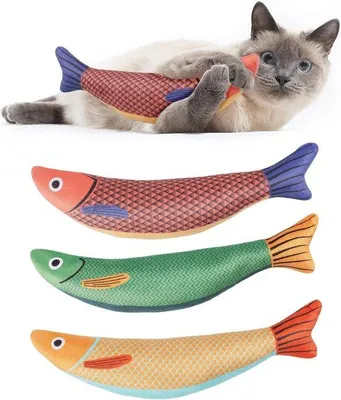 Productafbeelding van Interactief Kattenspeelgoed - 3-pack Pluche Visspeelgoed met Kattenkruid voor Katten