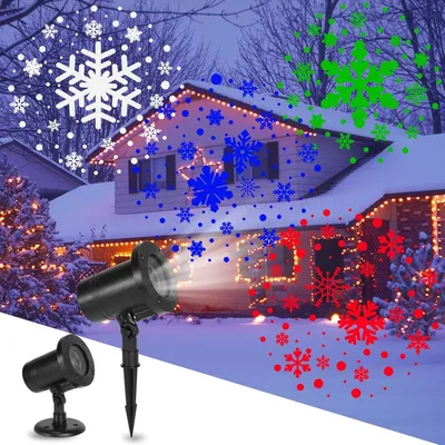 Obrázek produktu pro LED lampa sněhové vločky Projektor sněžení, vodotěsný IP65 pro vnitřní a venkovní dekorace Vánoční večírek Svatba, barevná sněhová vločka