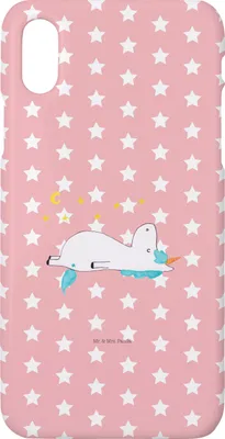 Produktbild von Mr. & Mrs. Panda Iphone 10 Handyhülle Einhorn Sternenhimmel - Rot Pastell - Geschenk, Unicorn, X, Sterne, Handy Case, Einhörner, Cover, Verrückt