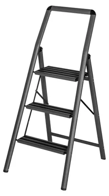 Obrázok produktu pre Kompaktný 3-stupňový hliníkový skladací rebrík tmavosivý
