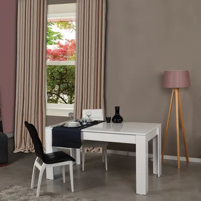 Produktbild von Skye Decor, Erweiterbarer Esstisch, Weiß, 78 x 150 x 90 cm | 100% melaminbeschichtete Spanplatte, Stärke: 25 mm | Modernes Design, ideal für Esszimmer und Küchen.