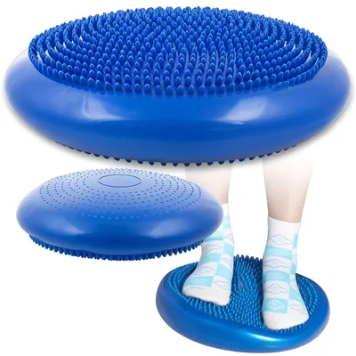 Zdjęcie produktu dla Poduszka sensoryczna rehabilitacyjna dysk sensomotoryczny jeżyk do ćwiczeń równowagi balansujący masaż stóp 30 cm niebieska