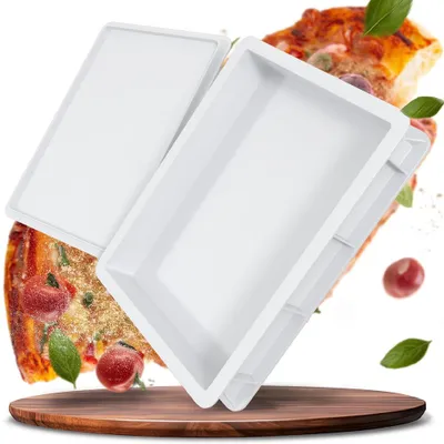 Image de Boîte à pizza avec couvercle Boîte de fermentation pour pizza Pâte levée et pâte à pizza Boîte à pâte alimentaire pour réfrigérateur 40 x 30 x 7,5 cm