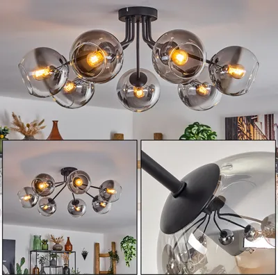 Produktbild von Cesaro Deckenlampe aus Metall/Glas in Schwarz/Rauchfarben/Klar