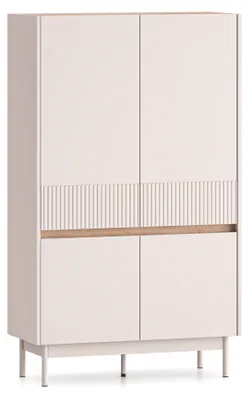Image de Selsey Dunea – Buffet haut 4 portes, gris cachemire/aspect bois de chêne, 92 cm