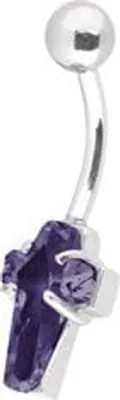 Immagine prodotto di Piercing per ombelico in acciaio PRONG SET pietra zirconia croce BBZ-CR12.ametista