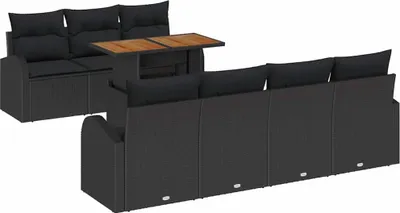 Immagine prodotto di vidaXL Set da giardino con divano, 8 pezzi, colore nero