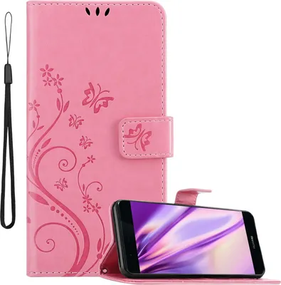 Produktbild von Cadorabo Hülle für Huawei P9 Schutz Hülle in Rosa Schutzhülle Handy Hülle Etui Case Blumen Flower