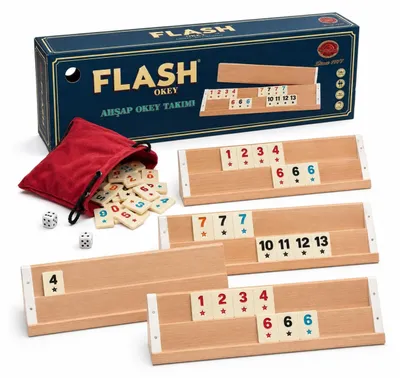 Produktbild von Star Flash Holz Okey Set aus Buchenholz mit großen Melaminsteinen