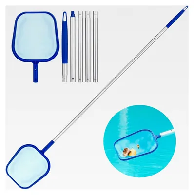 Produktbild von Poolkescher, 120 cm lang - Teichkescher mit Teleskopstange, Kescher für Teich, Algen und Bestway Pool, Algenkescher mit Nylon-Netz