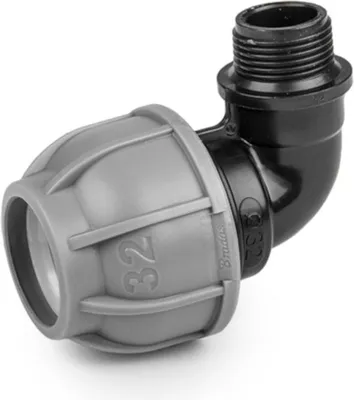 Produktbild von PE-Rohrwinkel 20 mm 90° Außengewinde 1/2" Bradas