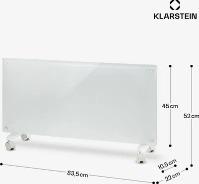 Obrázek produktu pro Klarstein Elektrický ohřívač, konvektor s podlahovými válečky, mobilní elektrický ohřívač, energeticky úsporný, tenký, tichý elektrický ohřívač, samostatný elektrický ohřívač s termostatem, 2000 W