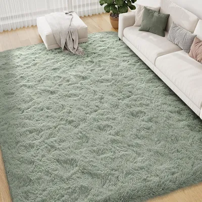 Zdjęcie produktu dla Omgoods - Puszysty dywan wysokiej jakości - 140 x 200 cm, jasny zielony, wyjątkowo miękki i antypoślizgowy