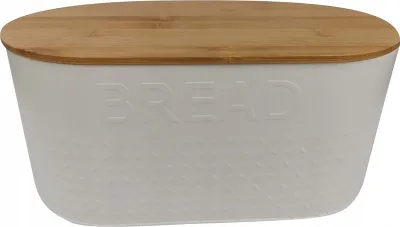Zdjęcie produktu dla Chlebak stalowy z bambusową pokrywą 33,5x19x15 cm
