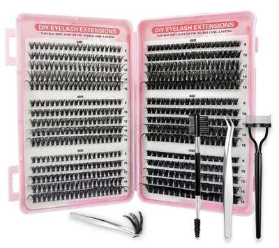 Immagine prodotto di Ciglia a grappolo - 8-16 mm - 580 pezzi - Kit con pinzetta e pettine