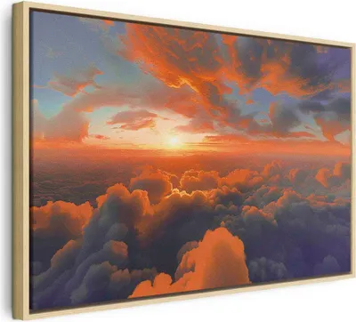 Produktbild von Italienischer Leinwand Leinwandbild - When Dawn Tickles the Clouds: A Spectacle of Colors on the Morning Sky 60x40 cm Muster b-H-10038-b-a