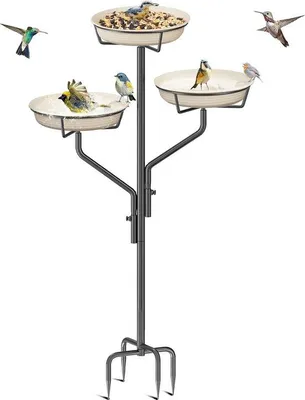 Produktbild von Famanu Vogelbad mit 3 Wasserschalen und Skulpturen - Weiß