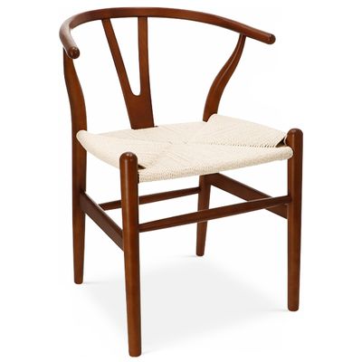 Wishbone Esszimmerstuhl aus Holz, cognac