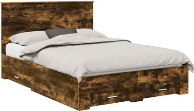 Image de vidaXL Cadre de lit Chêne fumé 140 x 190 cm Bois composite