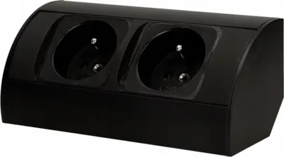 A black electrical power strip with two outlets.