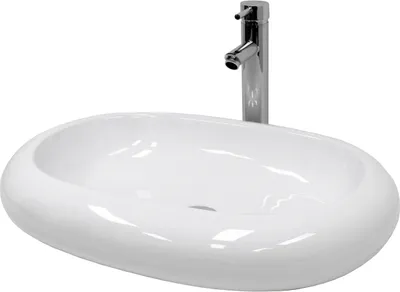 Produktbild von LuxeBath Waschbecken Aufsatzwaschbecken Oval, 63x42x12 cm, Weiß, aus Keramik, inkl. Ablaufgarnitur ohne Überlauf