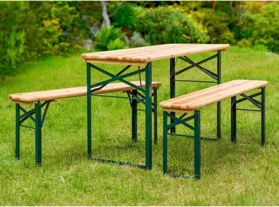 Produktbild von Bierzeltgarnitur 110x50x70cm klappbar Festzeltgarnitur 2 Bierbänke & 1 Biertisch
