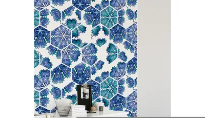 Produktbild von Coloray Fototapete 250x250 cm An Einer Wand Latex Latextapete - Sechskantblumen geometrisch