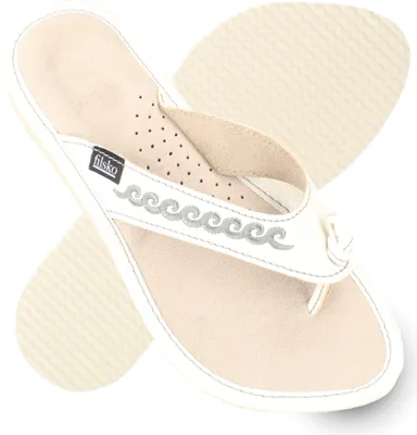 Produktbild von filsko® Prato - Flip Flop Damen Sommer Schlappen aus Rindsleder weiß & blau