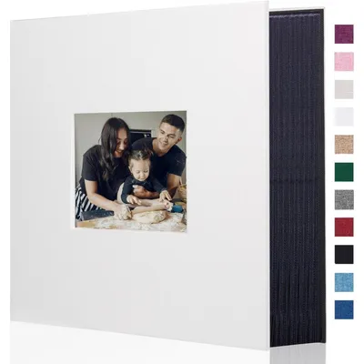 Productafbeelding van Fotoalbum, linnen, 600 foto's, 10x15 cm, wit, hardcover met venster, 33x31,8 cm