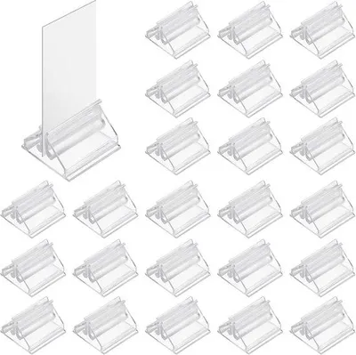 Produktbild von Transparente Tischstandarten für Fotos, Memo's und Karten, kleine transparente Tischhüter für Tischbordjes, 24 Stück, 1,9 x 1,9 cm