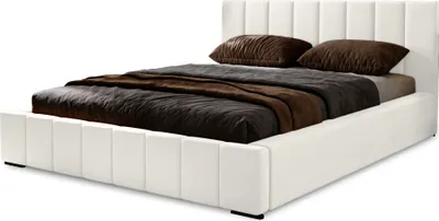 Produktbild von Polsterbett Nero 180x200 cm, Bett mit Kopfteil, Doppelbett mit Bettkasten und Lattenrost aus Holz, Velourstoff:  Hellgrau
