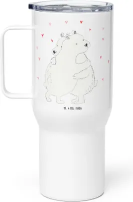 Produktbild von Mr. & Mrs. Panda thermosbecher Eisbär Umarmen - Weiß - Geschenk, Teebecher, Trinkgefäß, Lustige Sprüche, To-Go-Becher, Kaffee-to-go-Becher, Thermobecher
