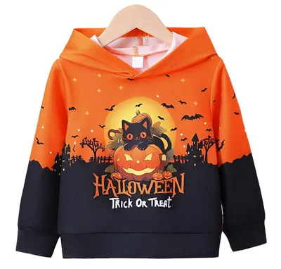 Imagen del producto de Sudadera infantil de Halloween, talla 104 - Calabaza con gato