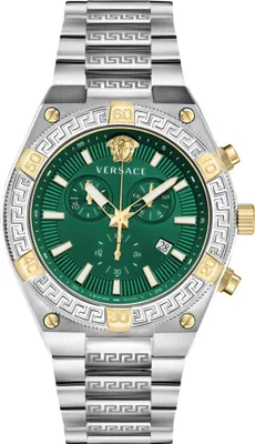 Produktbild von Versace VESO01524 Sporty Greca Chronograph grün silber gold Herren Uhr NEU