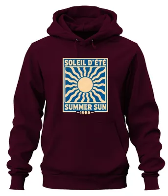Immagine prodotto di Soleil d'été, felpa con cappuccio vintage "Summer Sun", 1986, colore bordeaux, taglia XL