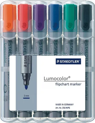 Produktbild von Staedtler 356 WP6, 6 Stück(e), Schwarz, Blau, Grün, Orange, Rot, Violett, Grau, Polypropylen (PP), 2 mm