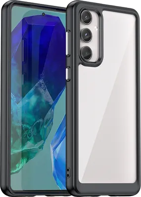 Image de Etui pour Samsung Galaxy M55 transparent, antichoc étui de protection en silicone TPU noir