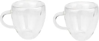 Image de lot de 2 verres thermiques à double paroi avec anse Tasses à thé verre à double paroi Tasses à café transparentes 240 ml